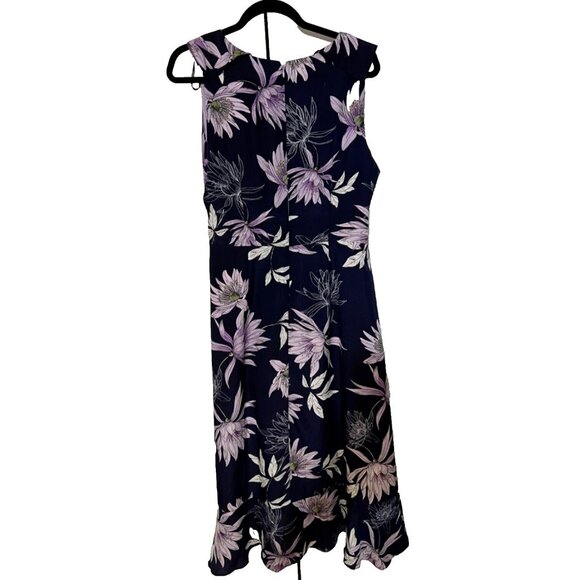 Vince Camuto Dress Purple 12 Flowy Floral V Neck Sleeveless Midi Washable - Picture 7 of 8